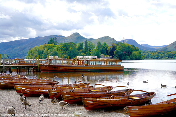 Derwentwater and Keswick Launch jetty Cumbria Picture Board by john hill
