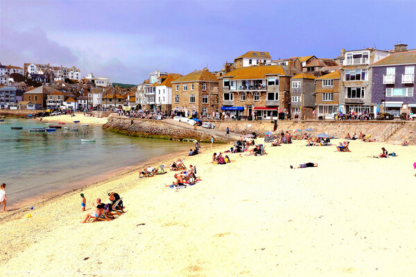 Warf road and harbor beaches, St. Ives, Cornwall, UK. Picture Board by john hill