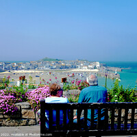 Buy canvas prints of View across the harbour to St. Ives Cornwall by john hill