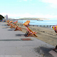 Buy canvas prints of Empty deck chairs, Sandown, Isle of Wight, UK. by john hill