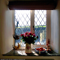 Buy canvas prints of Through the cottage window. by john hill