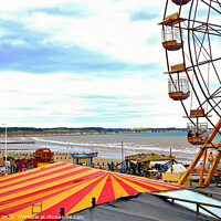 Buy canvas prints of Funfair and North beach, Bridlington, Yorkshire, UK. by john hill