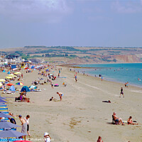 Buy canvas prints of Sandown beach in August on the Isle of Wight. by john hill