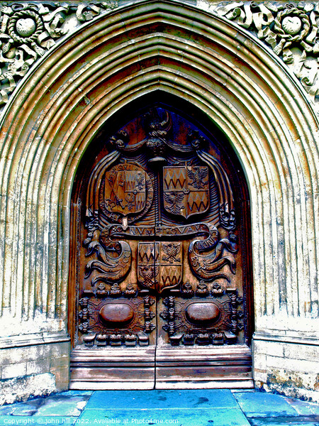 The West door of Bath Abbey, Bath. (portrait) Picture Board by john hill