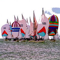Buy canvas prints of Racing Spinnakers (Painting effect) by john hill