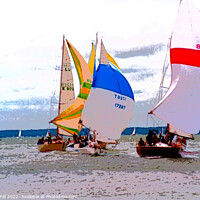 Buy canvas prints of Cowes racing yachts, Isle of Wight.  (watercolour effect) by john hill