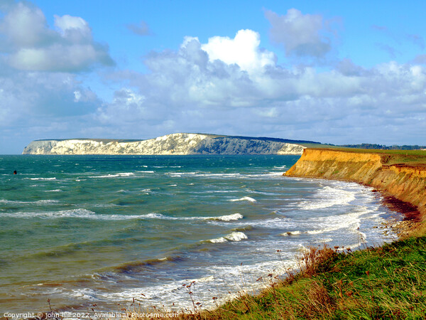 Compton bay on a windy day, Isle of Wight. Picture Board by john hill