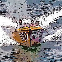 Buy canvas prints of Pleasure Speedboat (Painting effect) by john hill