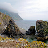 Buy canvas prints of Sea stacks at Trefor, Wales. by john hill