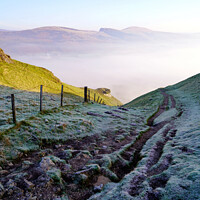 Buy canvas prints of Looking down to a misty Winnats pass, Derbyshire. by john hill