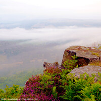 Buy canvas prints of Morning mist from Baslow edge Derbyshire by john hill