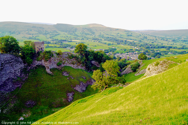 Peveril castle and the  Great ridge Derbyshire Picture Board by john hill