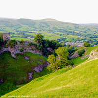 Buy canvas prints of Peveril castle and the  Great ridge Derbyshire by john hill