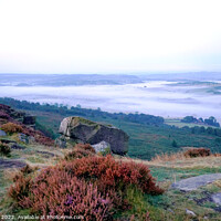 Buy canvas prints of Morning mist Curbar edge, Derbyshire. by john hill