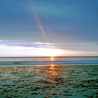 Buy canvas prints of Sunrise over the sea at Skegness.(portrait) by john hill