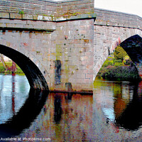Buy canvas prints of Bridge reflections, Froggatt, Derbyshire, UK. by john hill