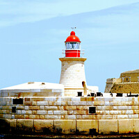 Buy canvas prints of Ricasoli Lighthouse, Grand Harbour, Malta. by john hill