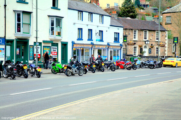 Motor cycle parking, Matlock Bath, UK. Picture Board by john hill