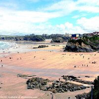 Buy canvas prints of Newquay beaches at Low tide. by john hill