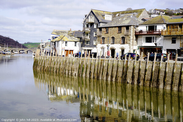 East Looe quay reflections Picture Board by john hill