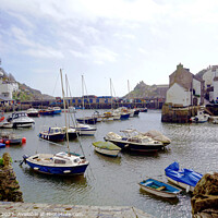 Buy canvas prints of Polpero Cornish harbour in March. by john hill