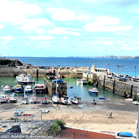 Buy canvas prints of Low tide Harbor, Newquay, North Cornwall, UK. by john hill