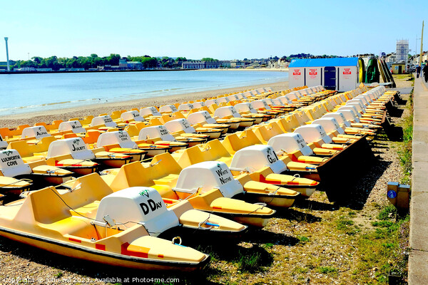 Pedalos on the beach, Weymouth, Dorset, UK. Picture Board by john hill