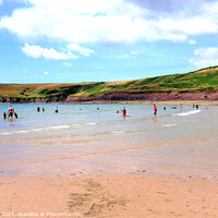 Buy canvas prints of Beach at low tide, Manormier,South Wales, UK. by john hill