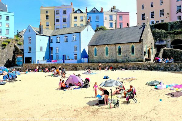 Harbor beach, Tenby, South Wales, UK. Picture Board by john hill