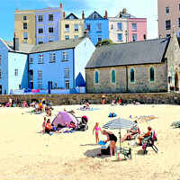 Buy canvas prints of Harbor beach, Tenby, South Wales, UK. by john hill