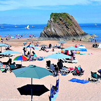 Buy canvas prints of North beach, Tenby, South Wales, UK. by john hill