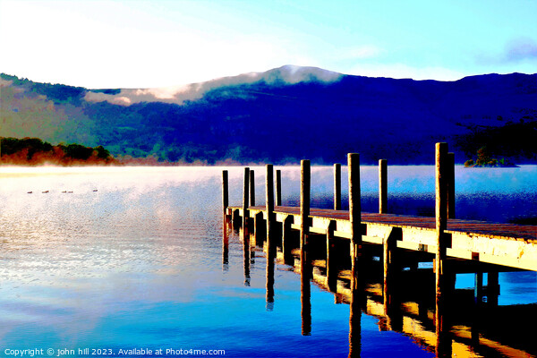Reflections and Mist Derwentwater Cumbria Picture Board by john hill