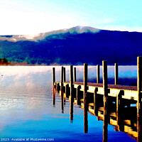 Buy canvas prints of Reflections and Mist Derwentwater Cumbria by john hill