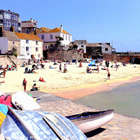 Buy canvas prints of Harbor beach, St. Ives, Cornwall, UK. by john hill
