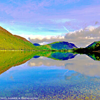 Buy canvas prints of Mellbreak mountain reflections, Buttermere, Cumbria. by john hill