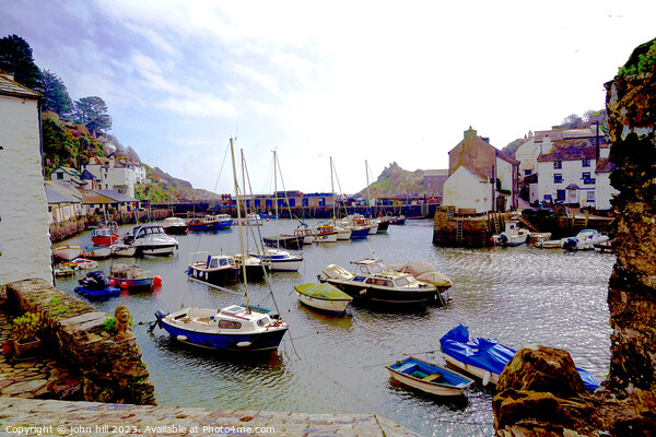 Tranquil Polperro Harbour in March Picture Board by john hill