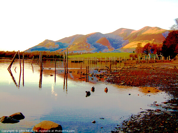 Majestic Skiddaw Mountains Reflecting on Tranquil  Picture Board by john hill