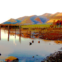 Buy canvas prints of Majestic Skiddaw Mountains Reflecting on Tranquil  by john hill