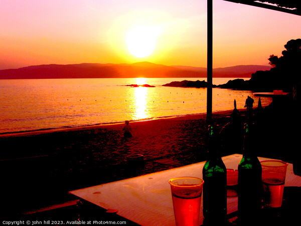 Basking in the Fiery Glory of Agia Eleni Beach Sun Picture Board by john hill