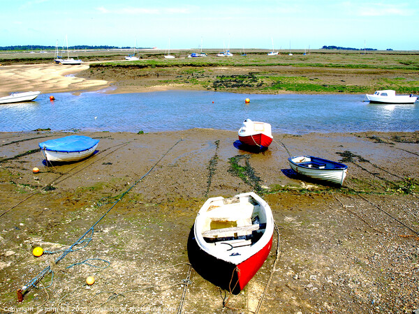 Tranquil Boats at Low Tide Picture Board by john hill