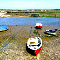 Buy canvas prints of Tranquil Boats at Low Tide by john hill