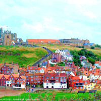 Buy canvas prints of Gothic Ruins Overlooking Seaside Town by john hill