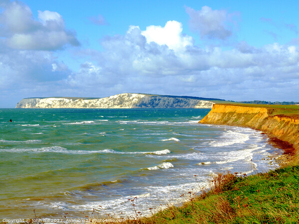 Power and Serenity: A Windy Day at Compton Bay Picture Board by john hill