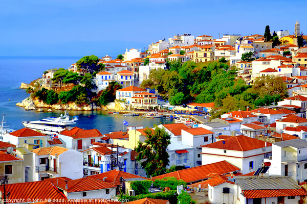 Charming Port of Skiathos Picture Board by john hill