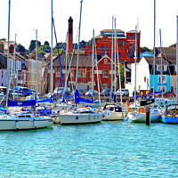 Buy canvas prints of Vibrant Quay with Yachts in Weymouth by john hill