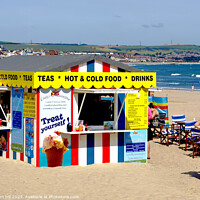 Buy canvas prints of Vibrant Beach Kiosk Scene by john hill
