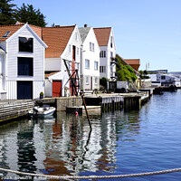 Buy canvas prints of Serene Skudeneshavn: Norway's Quaint Harbour Refle by john hill