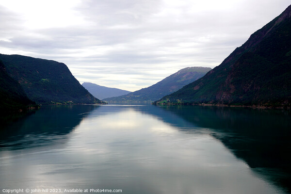 Norwegian Fjord: Serene Lustrafjorden Illumination Picture Board by john hill