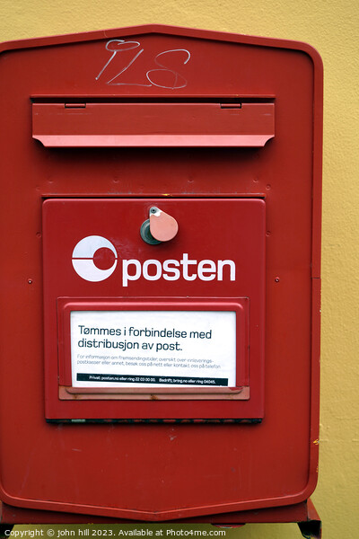 Norwegian wall post box Alesund, Norway Picture Board by john hill