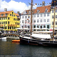 Buy canvas prints of Tall mast yachts at Nyhavn Copemahgen Denmak by john hill